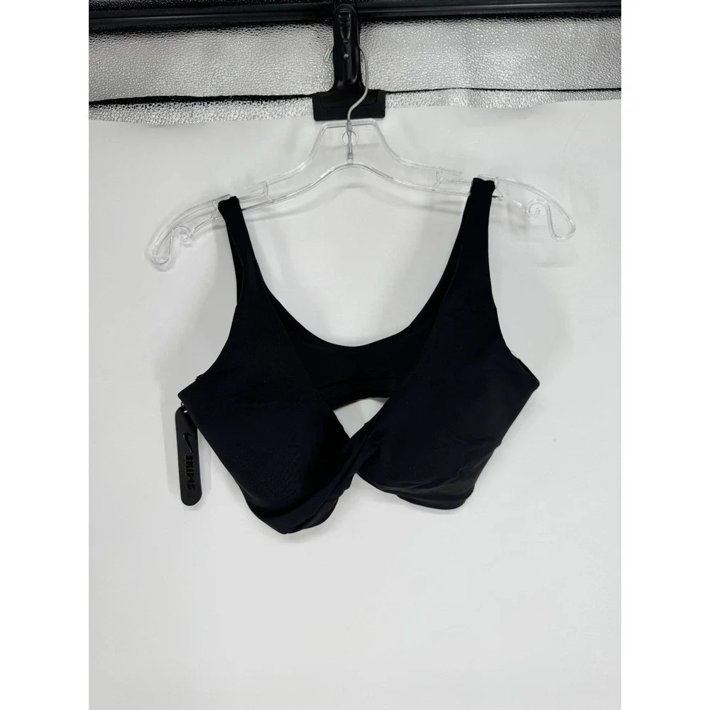 Nike x SKIMS Matte Twist Front Plunge Sports Bra Womens Medium Obsidian Black